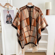 Stylewave Nuova cappa in cashmere scuro con spacco, scialle caldo e reversibile per uomo e donna