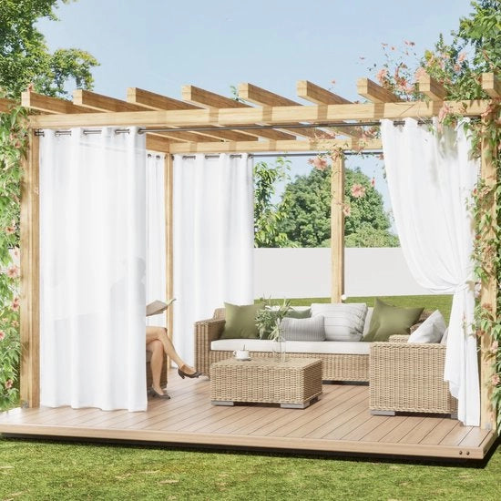 Tendaggi Esterni Acquitrappati - Tendaggi Semi-Translucidi - Filtri Luminosi - 2 Paneli - 132B x 274H cm - Occhi in Metallo - Tendaggi da Giardino