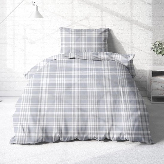 Set di lenzuola a 2 pezzi in flanella 155 x 220 cm, morbidi e soffici, con tessuto in cotone 100% a righe grigie