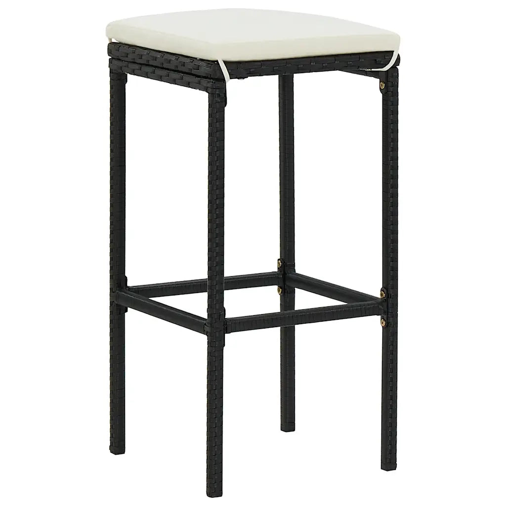 Set Bar da Giardino 5 pz | Set Salotto da Giardino con Cuscini Polyrattan Nero
