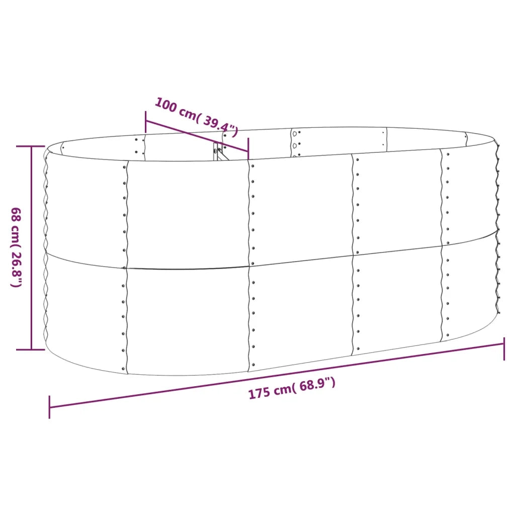 Vaso Giardino Acciaio Verniciato Polvere 175x100x68cm Marrone cod mxl 66854