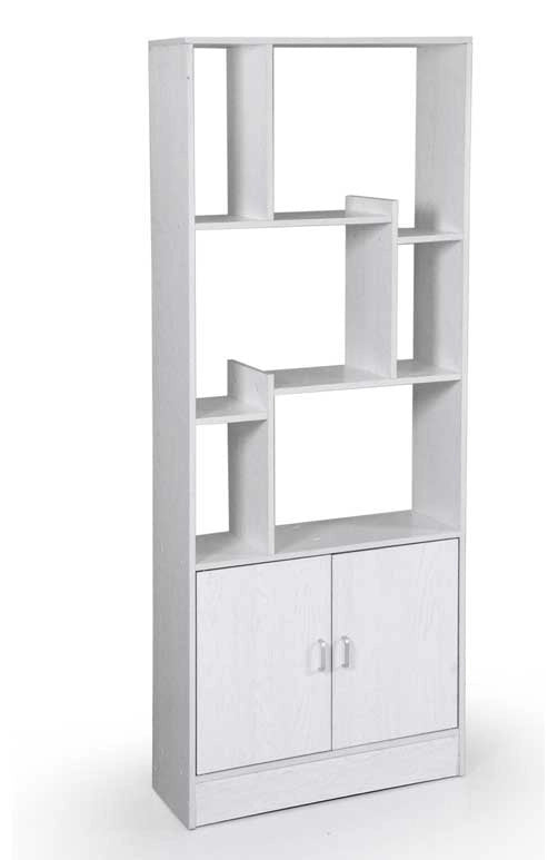 ERMES LIBRERIA IN LEGNO 70 X 24 X 170 CM COLORE BIANCO CON 2 ANTE E VANI
