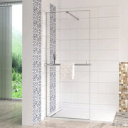 Box Doccia Walk In 120x190 cm Vetro 8 mm Anticalcare Trasparente Barra Stabilizzatrice da 90 cm Mensola Doccia 120 cm