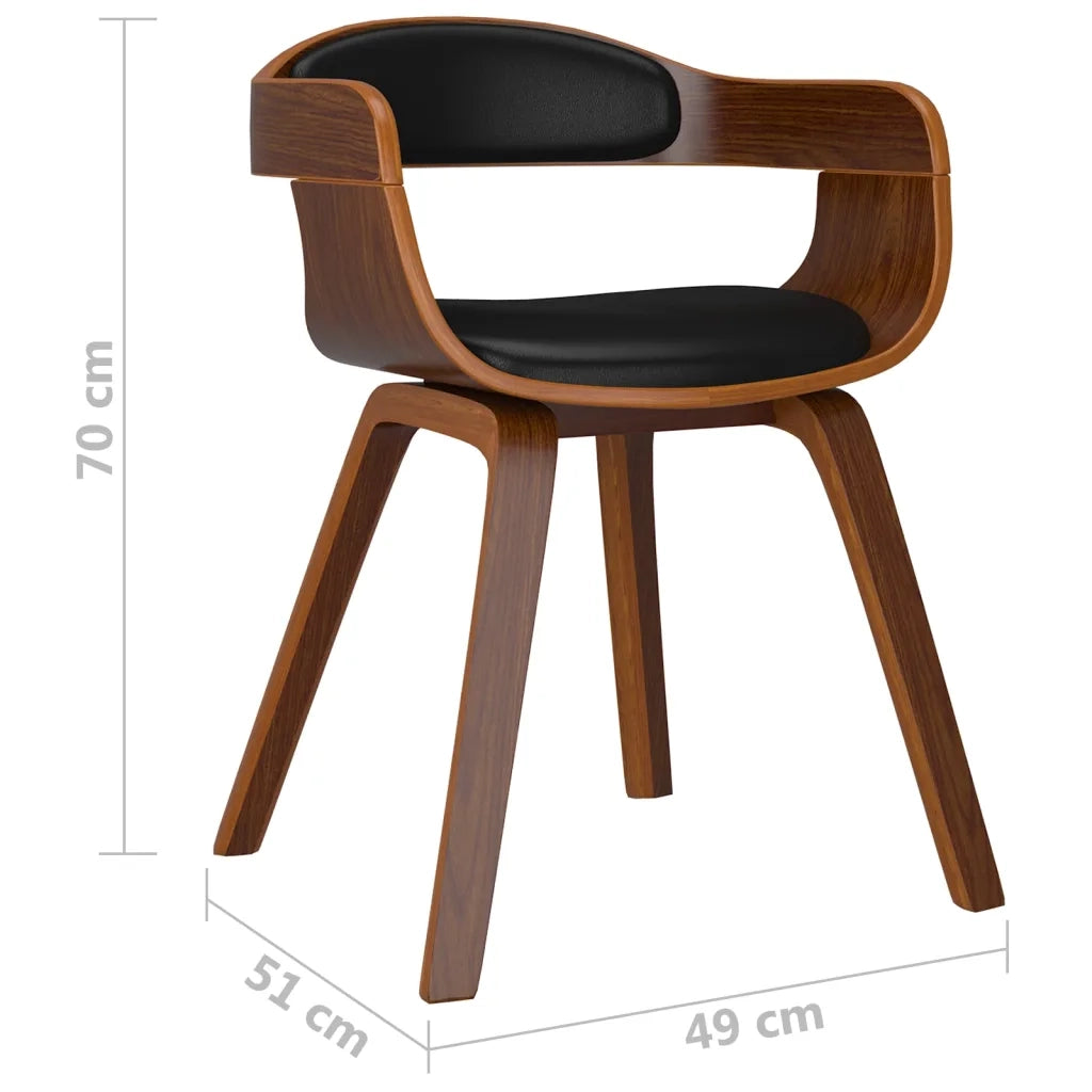 Sedia da Pranzo | Sedie da cucina Nera in Legno Curvato e Similpelle