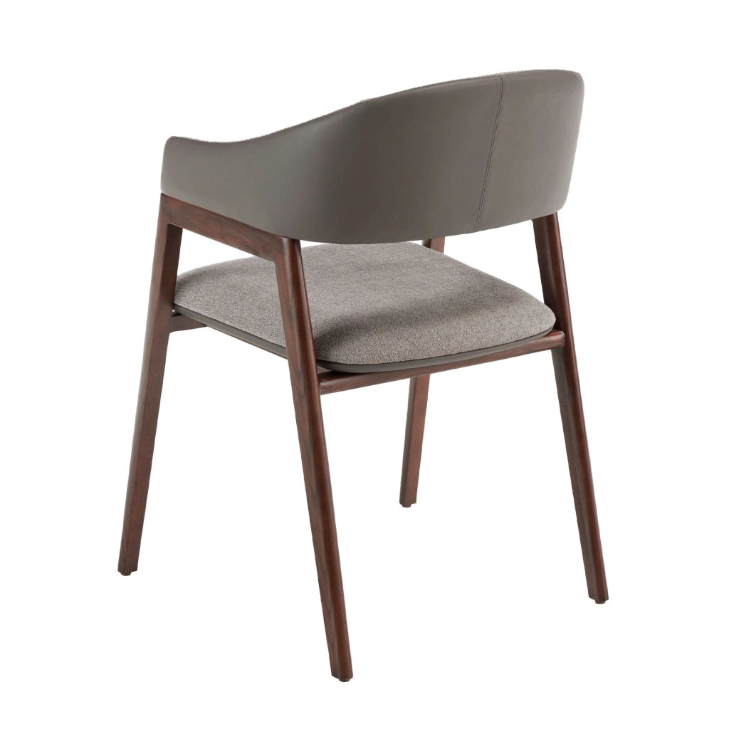 Sedia in tessuto grigio ed ecopelle visone scuro