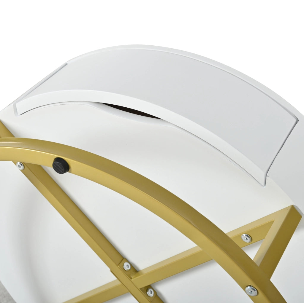 Set di tavolini rotondi 70x56 cm e 60x27 cm bianco MDF, piano sollevabile e cassetto