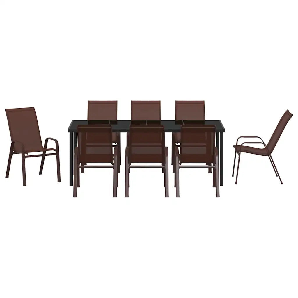 Set da Pranzo per Giardino 9 pcs Marrone e Nero 3379134