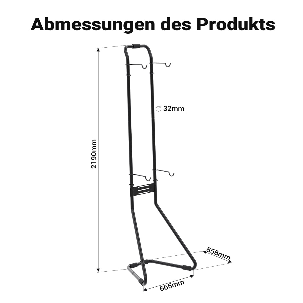 Portabici universale per 2 biciclette 66,5 x 55,8 x 219 cm, portabiciclette autoportante, supporto bici regolabile in altezza