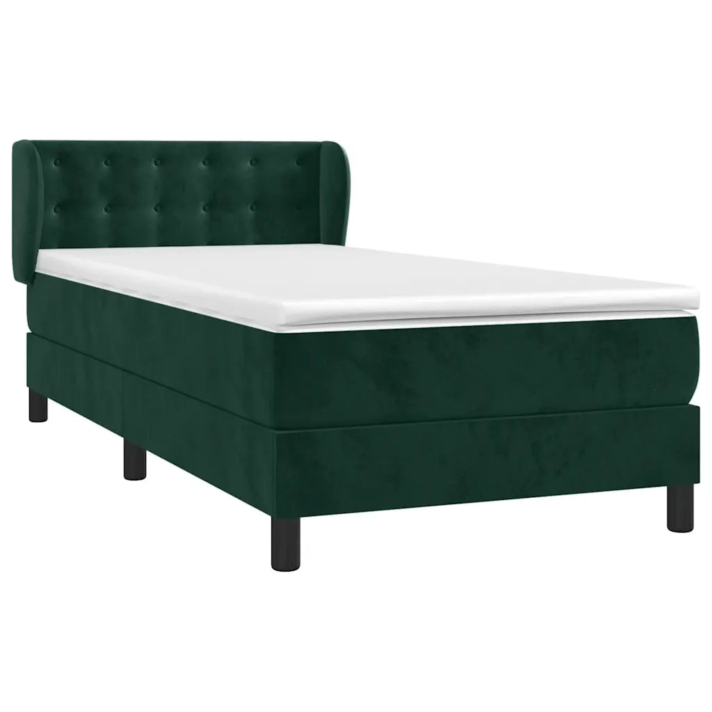 Giroletto a Molle con Materasso Verde Scuro 90x190 cm Velluto