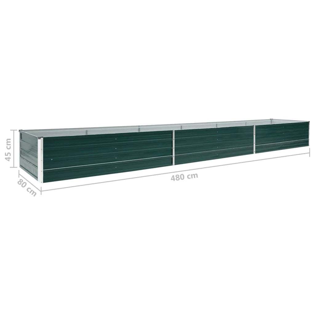 Letto Rialzato da Giardino in Acciaio Zincato 480x80x45cm Verde 47065