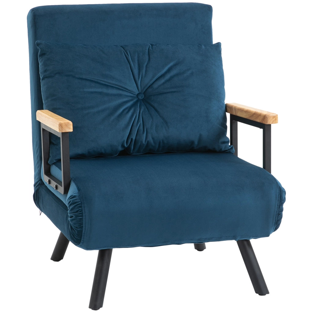 POLTRONA Letto reclinabile 63x73x81 cm Poliestere Blu con cuscino