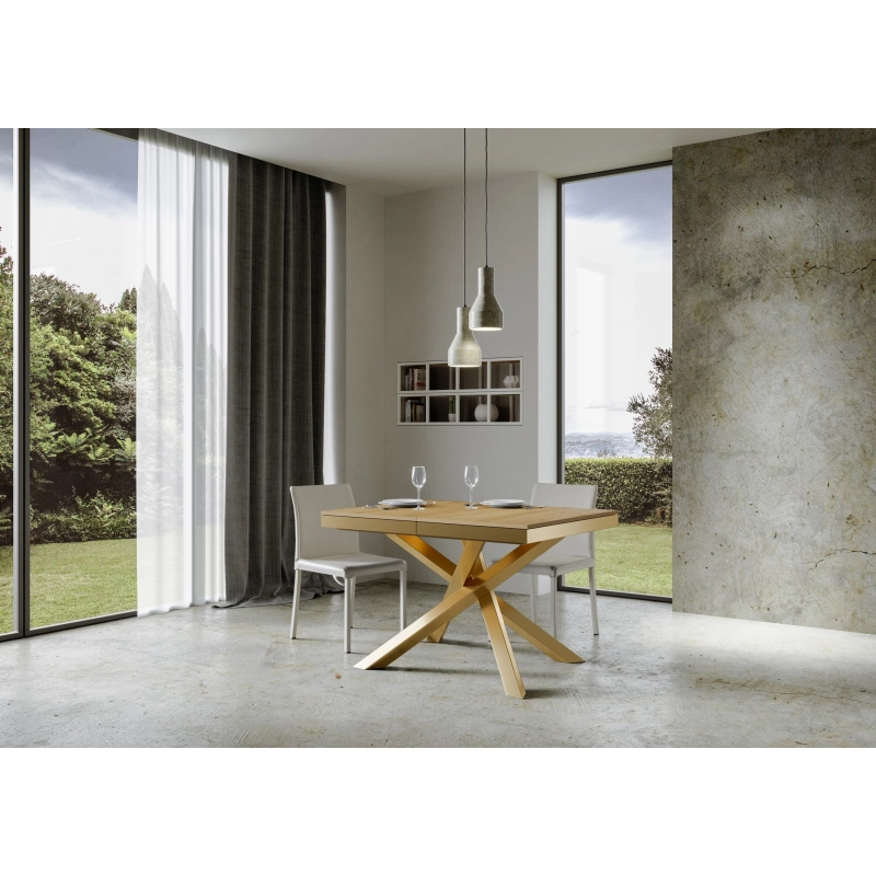 Tavolo allungabile 90x120/380 cm Volantis Evolution telaio Oro - Quercia Natura