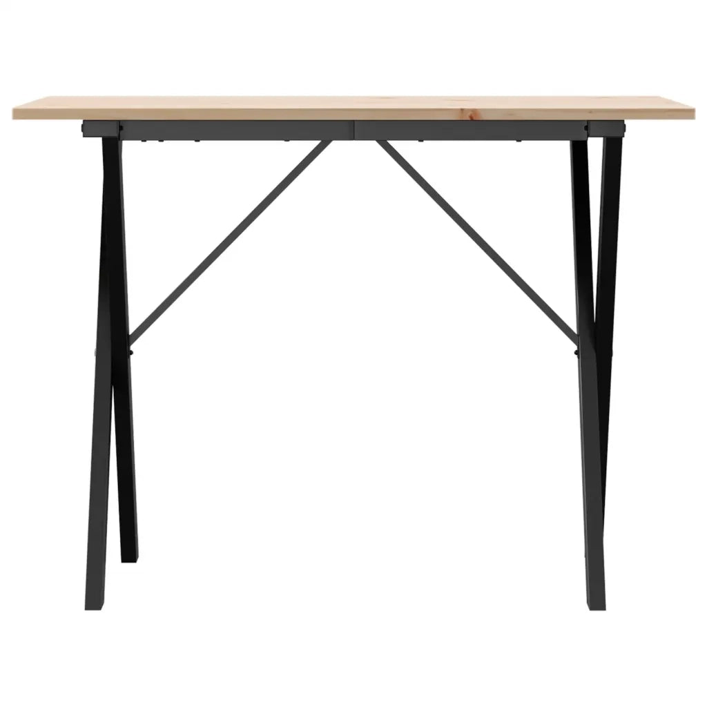 Tavolo da Pranzo Telaio a X 100x50x75 cm Legno Pino e Acciaio