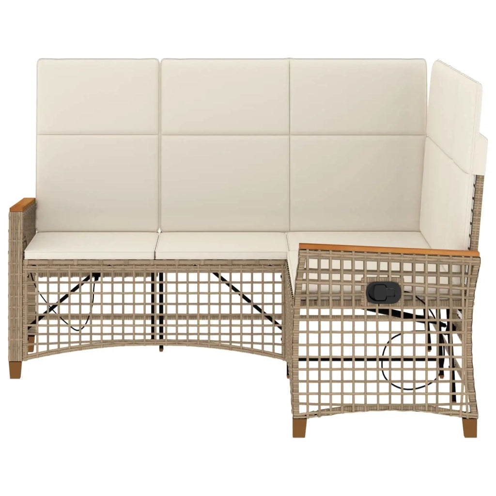 Set di Divani Recliner da Giardino Beige e Bianco Crema