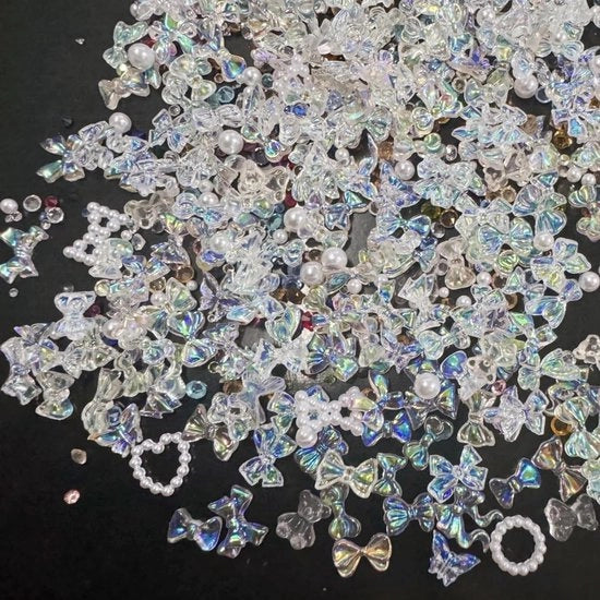 Set di decorazioni per unghie 3D Allettante - circa 400 pezzi - Pietre per unghie in diverse forme - Accessori di nail art e gioielleria