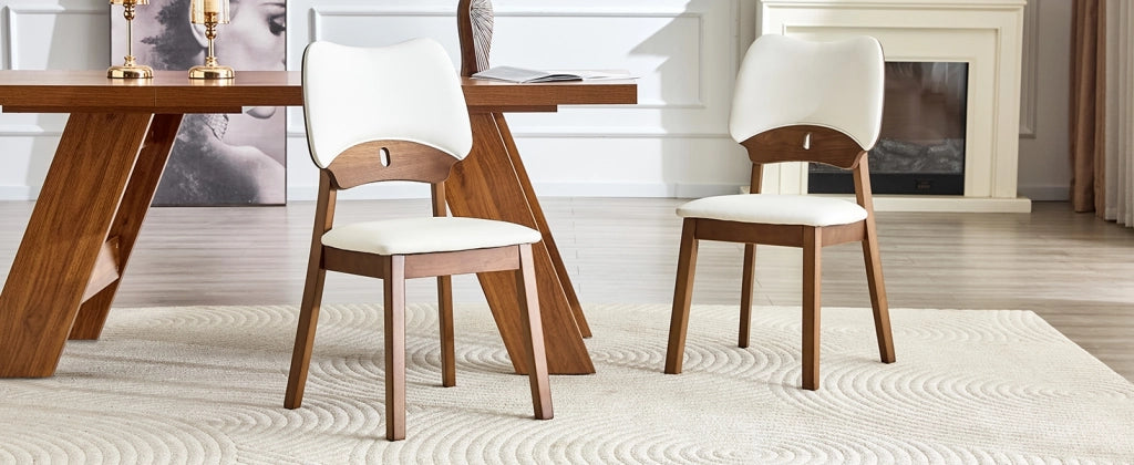 Set di 2 sedie da pranzo moderne con schienale a farfalla e seduta imbottita in legno