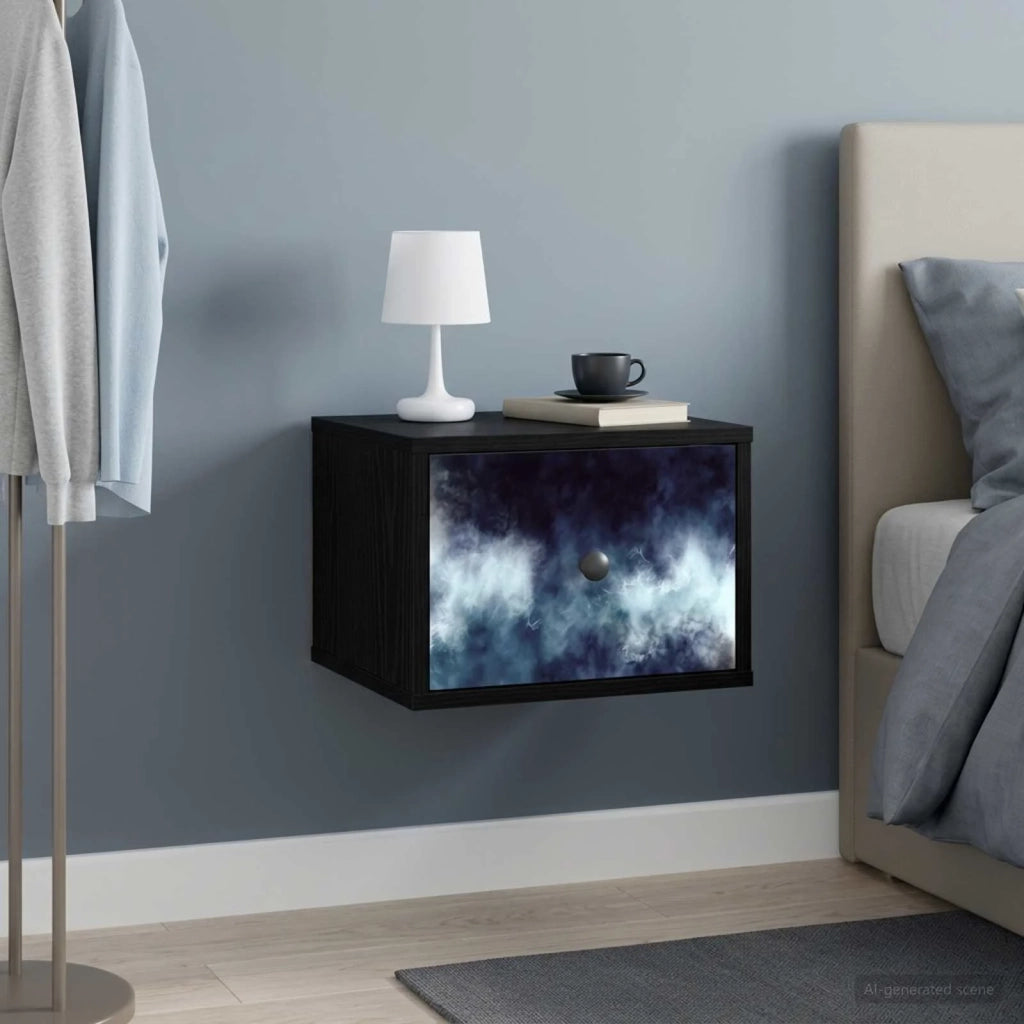 Mobiletto da comodino a parete RAALTE Rovere Nero 8007443