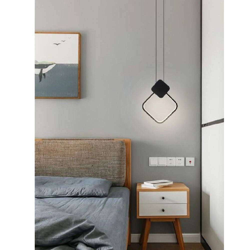 Trade Shop - Lampadario Led Sospensione 12 W Metallo Nero Moderno Luce 3000k 4000k 6500k Lp-02 -