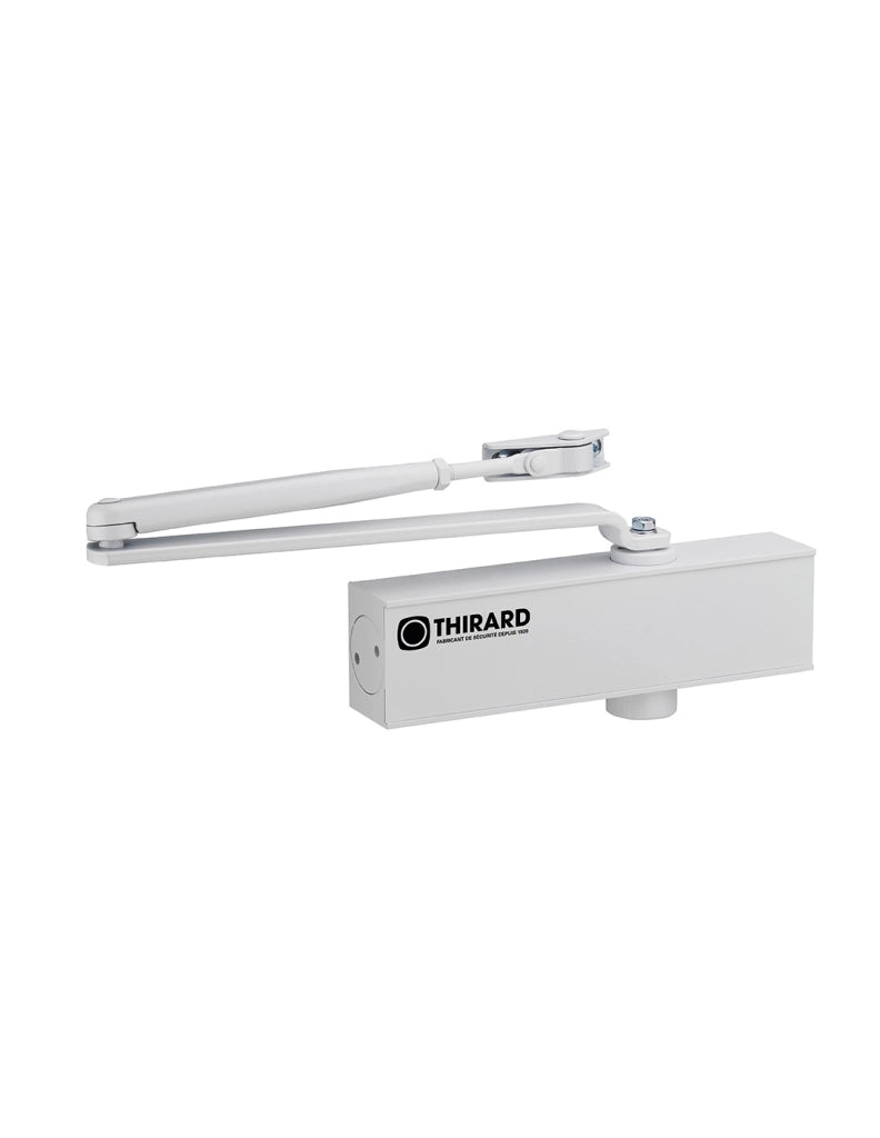 Chiudiporta spingiporta automatico idraulico, forza da 2 a 4, portata 40 - 80kg, reversibile, bianco - THIRARD