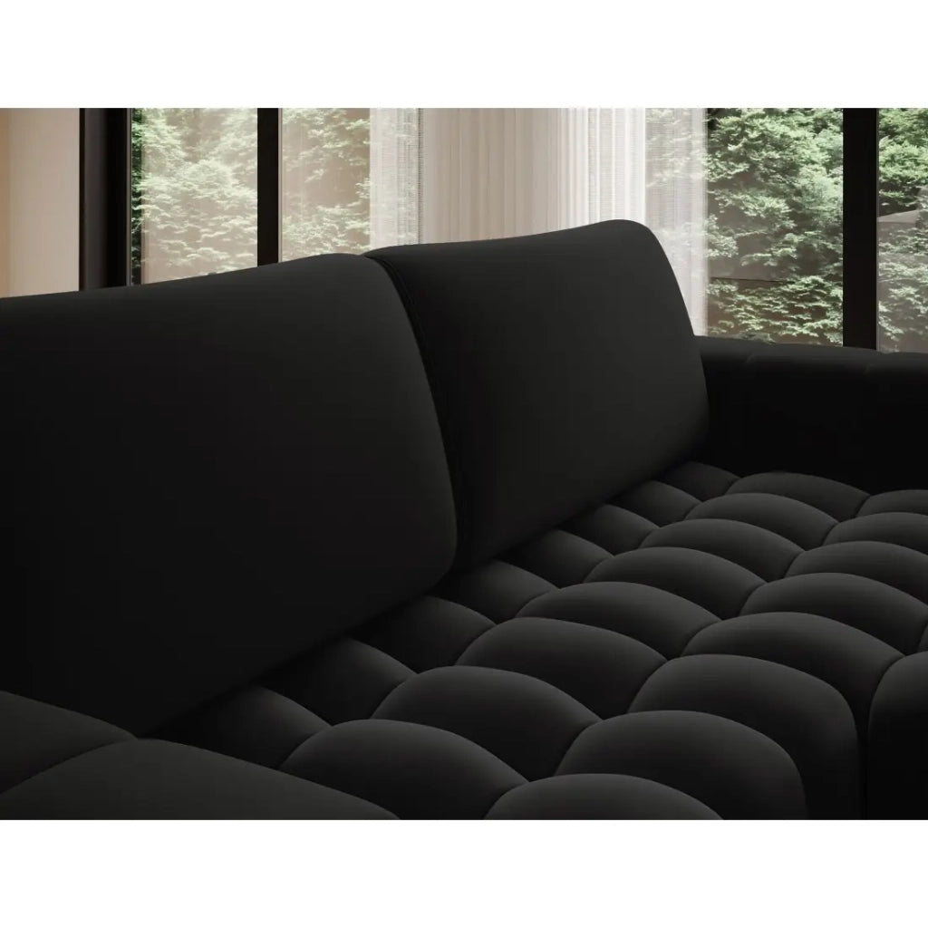 Divano angolare trasformabile DORY nero 250 cm con vano contenitore angolo destro