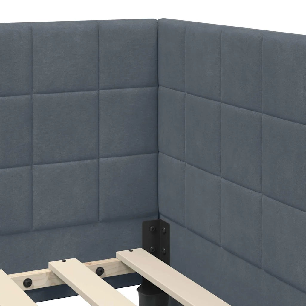 Cornice del letto ad angolo Grigio scuro 80 cm x 200 cm Velluto 42016369