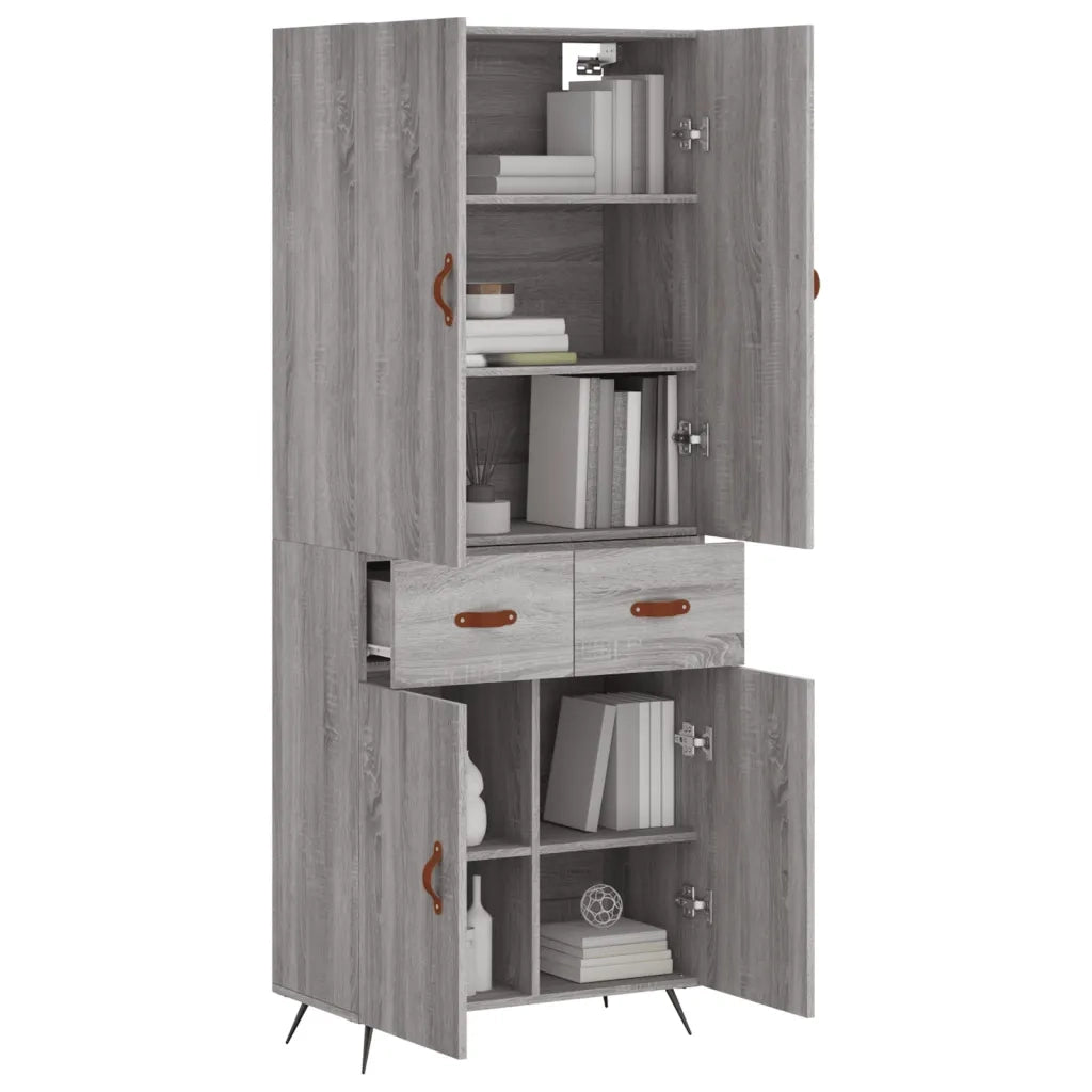 vidaXL Credenza Grigio Sonoma 69,5x34x180 cm in Legno Multistrato