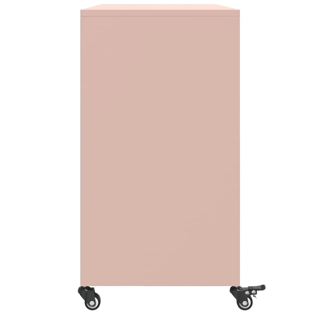 Credenza cassettiera armadio mobile contenitore organizer per cucina soggiorno salotto 100,5 x 39 x 72 cm acciaio rosa 02_0036194