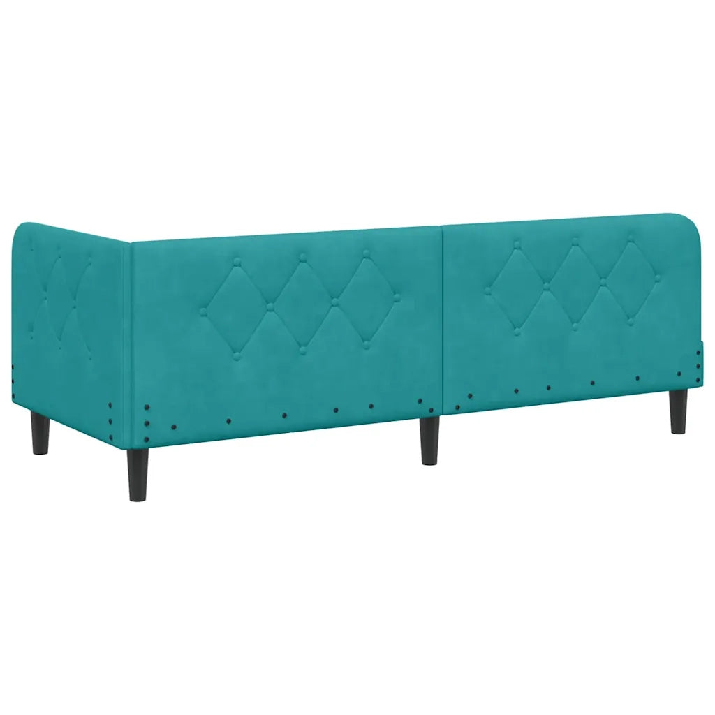Cornice del letto ad angolo Turchese 80 x 200 cm Velluto