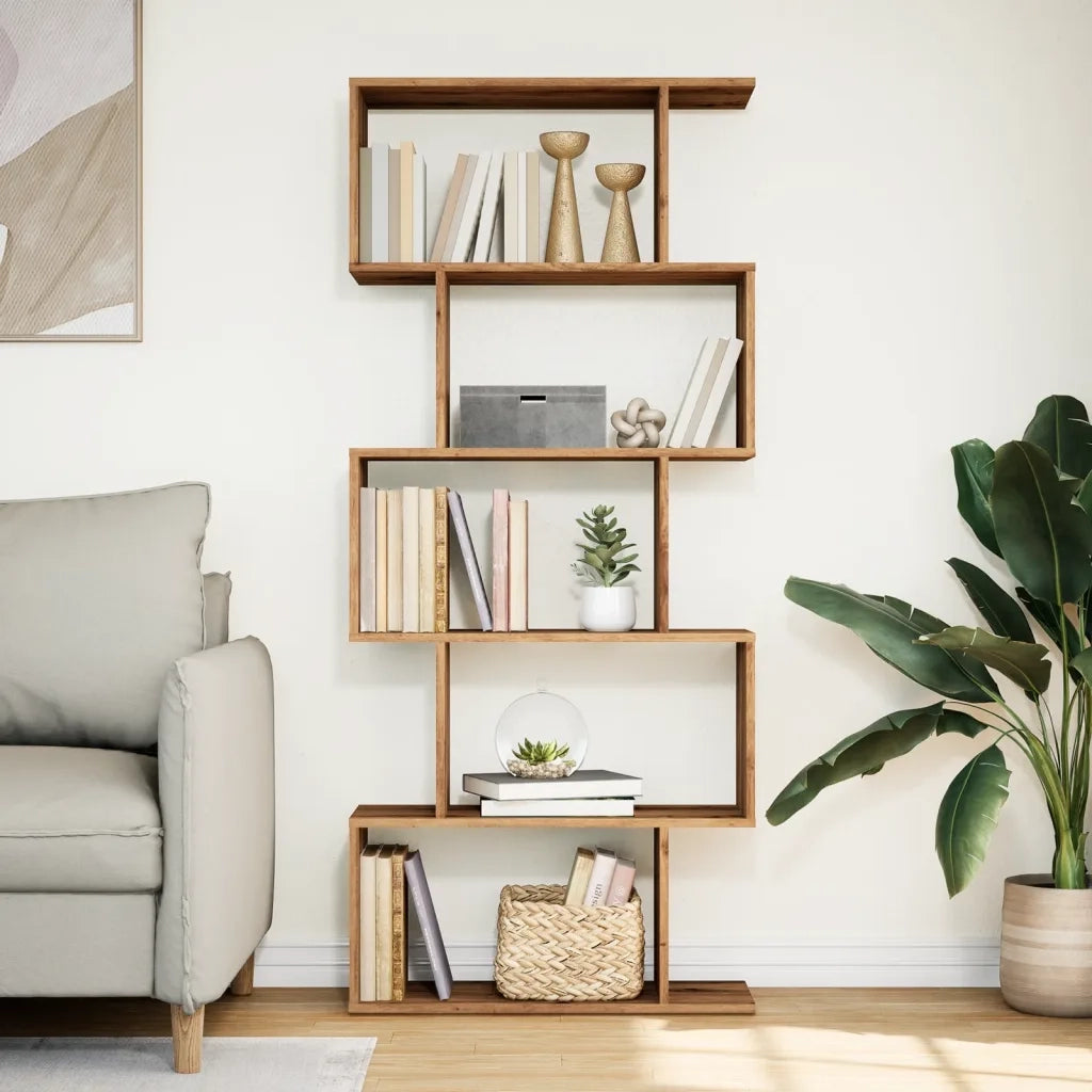 Libreria 5 Ripiani Rovere Artigianale 70x24x161 cm Truciolato 858101