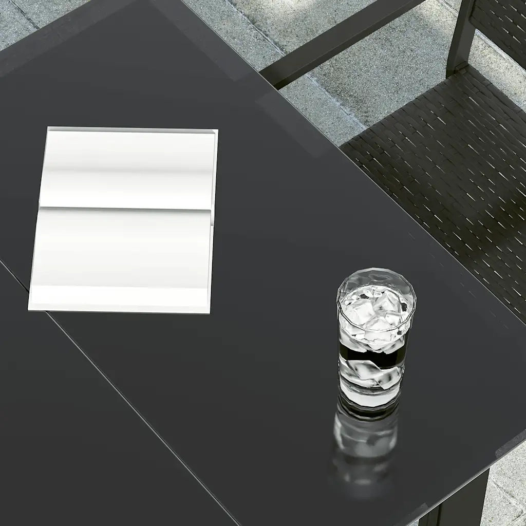 Tavolo Pranzo Giardino Nero 160x80x74 Acciaio e Vetro Temperato cod mxl 34490