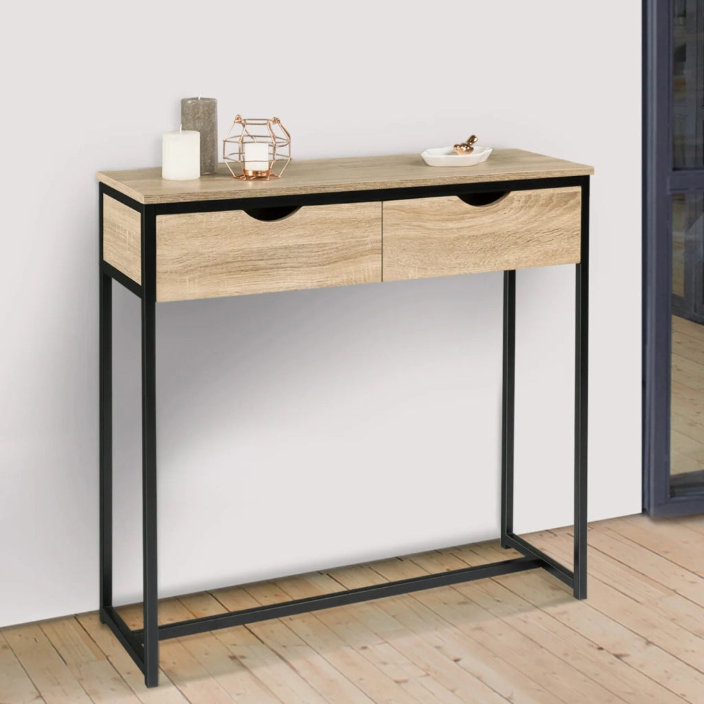 IDMarket - Consolle a 2 cassetti dal design industriale DETROIT