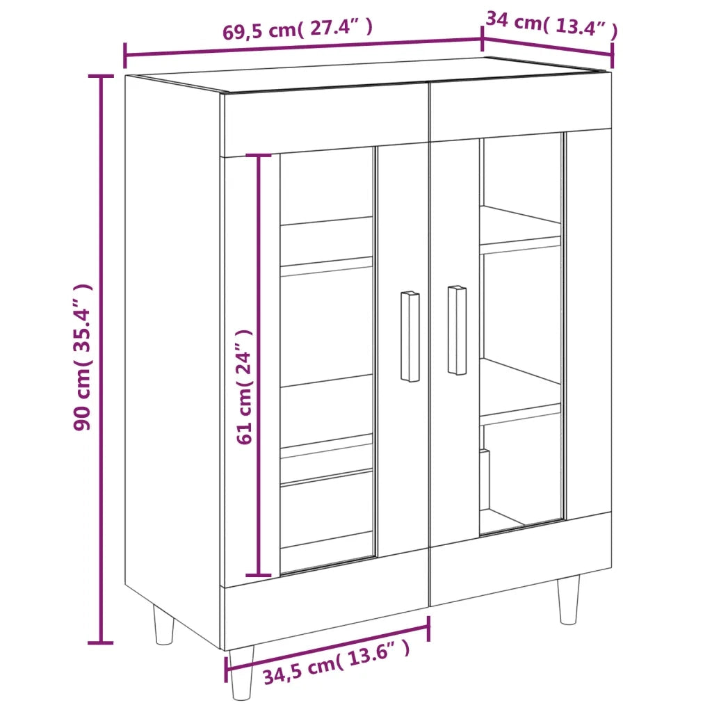 Credenza Grigio Sonoma 69,5x34x90 cm in Legno Multistrato cod mxl 16321