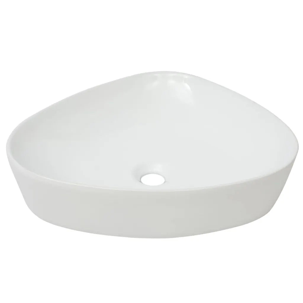 Lavandino-Lavabo-Lavello Triangolare in Ceramica Bianca 50,5x41x12 cm
