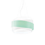 Lampadario Moderno Bea Polilux ® Verde Pastello E Metallo Cromo 5 Luci E27 D80Cm