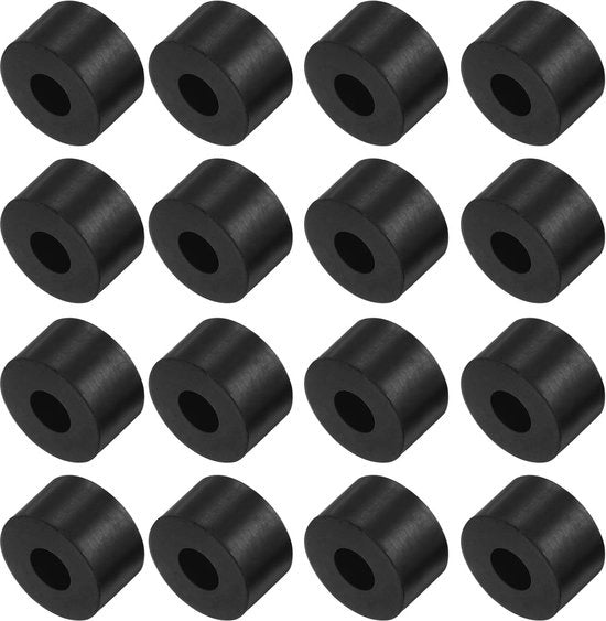 Spacers in gomma - 16 pezzi - Pads di isolamento antivibrazionale - Assorbitori di shock - Riduzione del rumore - Materiale duraturo - Nero - Pads di supporto
