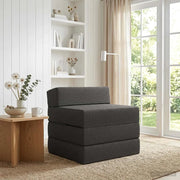 Divano Letto Pieghevole Grigio Scuro 200 x 70 x 10 cm Tessuto