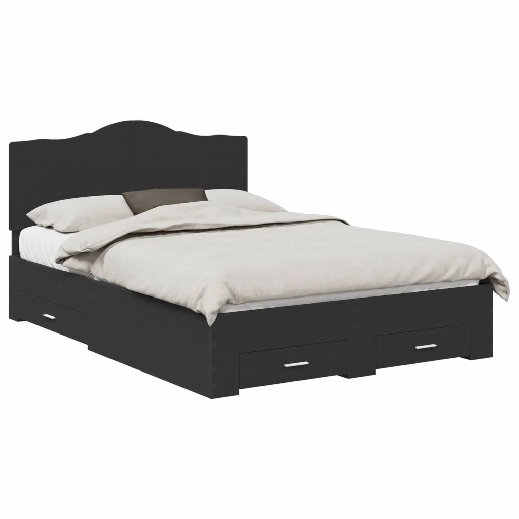 Struttura del letto Nero 140 x 190 cm Legno multistrato