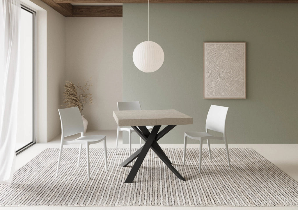Tavolo Allungabile 90-194x90x76 cm Clerk Premium Cashmere Gambe Antracite