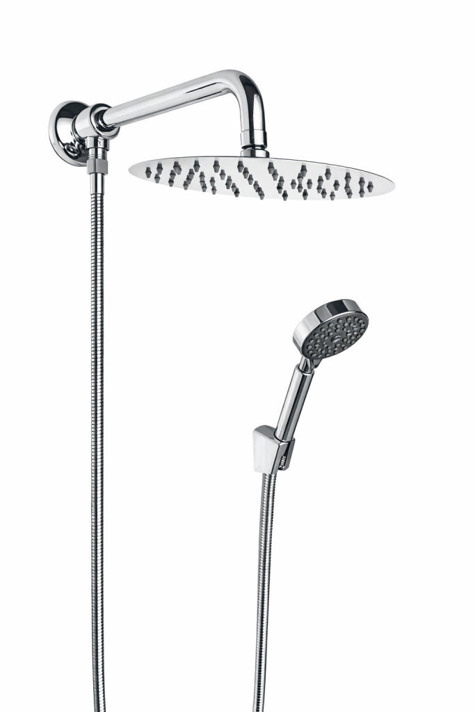 Kit set doccia deviatore con doccetta e soffione e braccio 40 cm