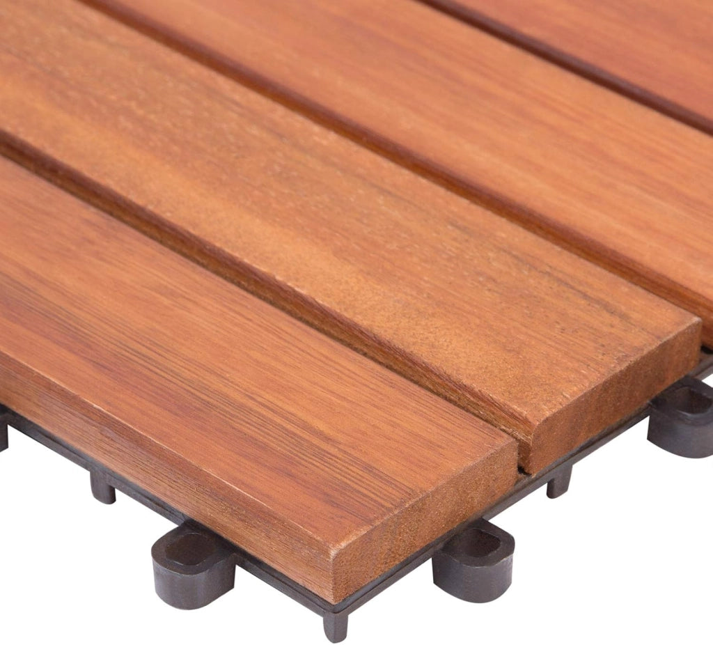 CASARIA Piastrelle in legno di eucalipto 33pz Certificato FSC Mattonelle 3m² sistema ad incastro 30x30cm giardino terrazza balcone piscina sauna pavimentazione