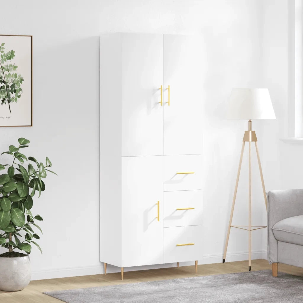 Credenza Bianca 69,5x34x180 cm in Legno Multistrato 3195891