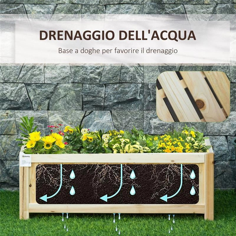FIORIERA IN LEGNO PIEGHEVOLE DA ESTERNO CON BASE DRENANTE, 70X30X25CM