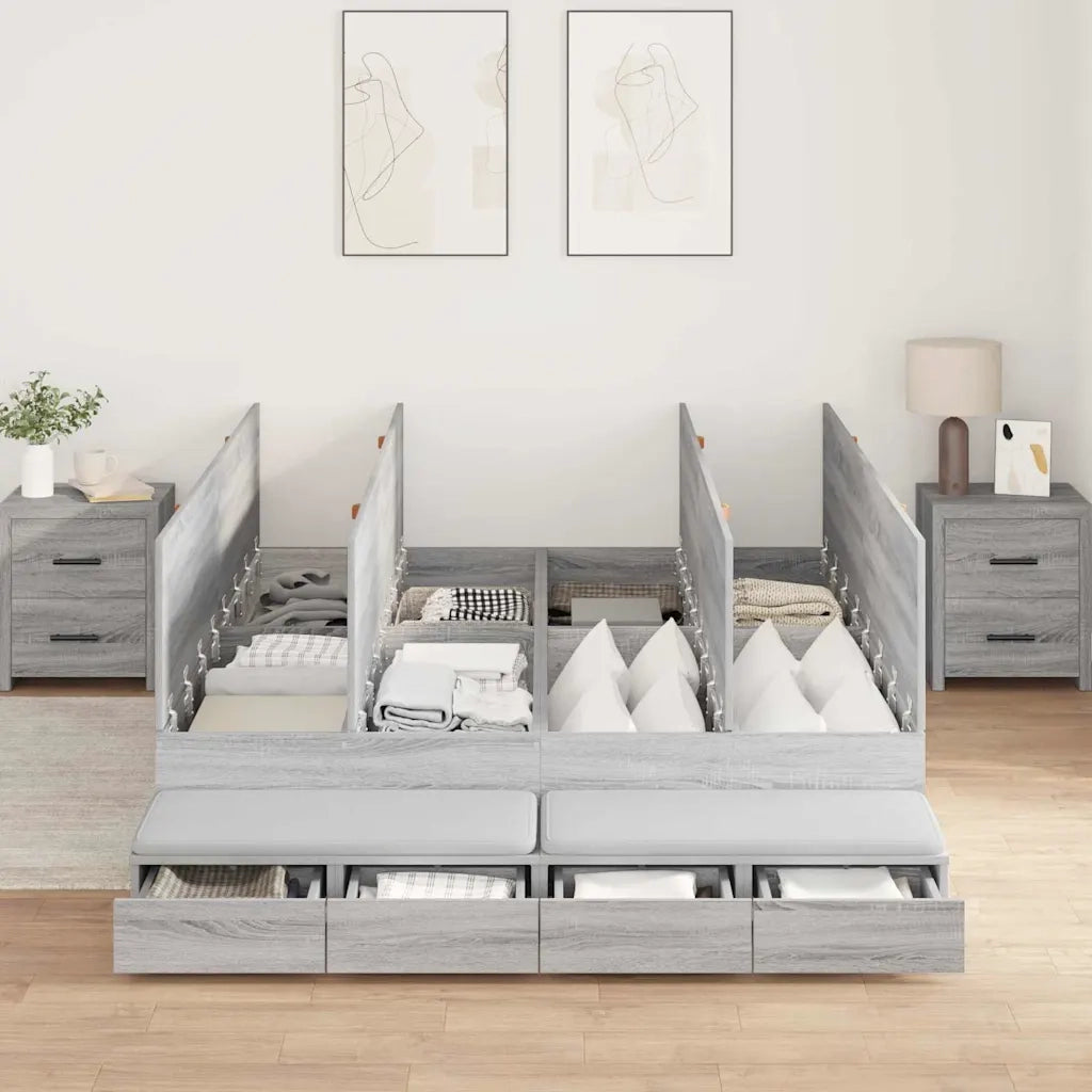 Struttura letto con contenitore con porta Grigio Sonoma 160 cm 3335658