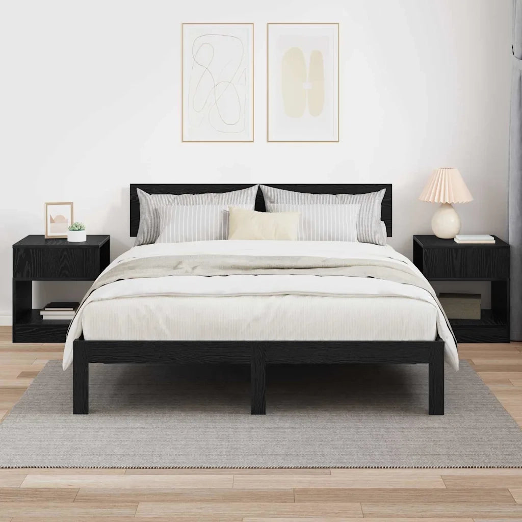 Tavolino 2 pz | Tavolo laterale Rovere Nero 40,5 x 40 x 45 cm Legno multistrato