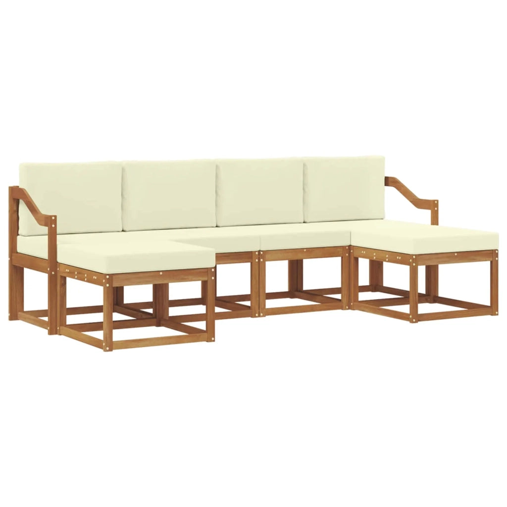 Set di divani da esterno con cuscino 6 pcs Naturale e Crema