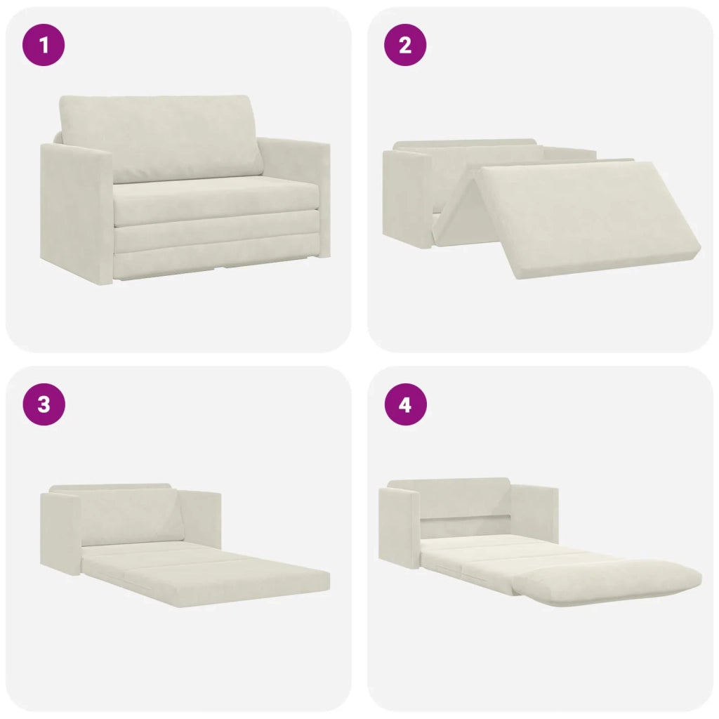 Divano letto | Sof¨¤ letto | Letto singolo Crema 124 x 71 x 78 cm Velluto