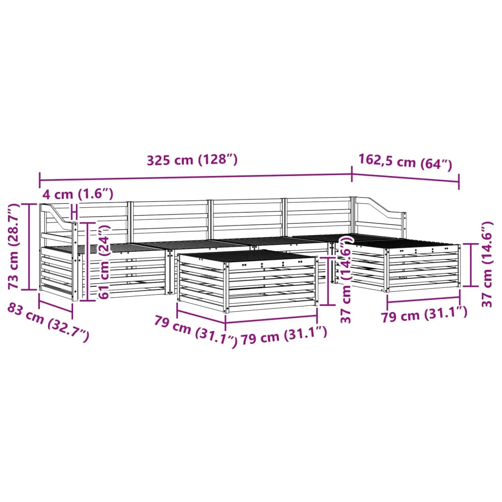 Set di divani da esterno 6 pcs Naturale 3373354