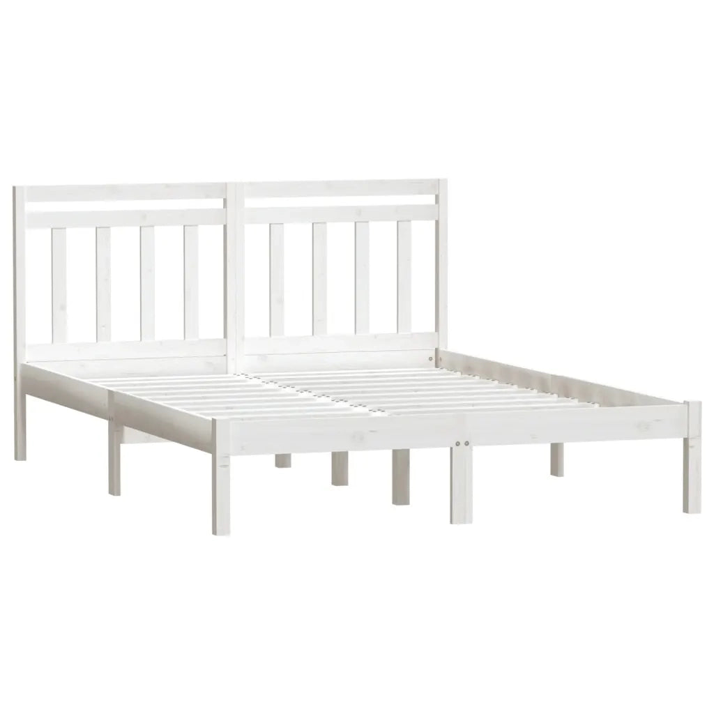 Giroletto-Struttura Letto Bianco 150x200 cm King in Legno Massello 649427