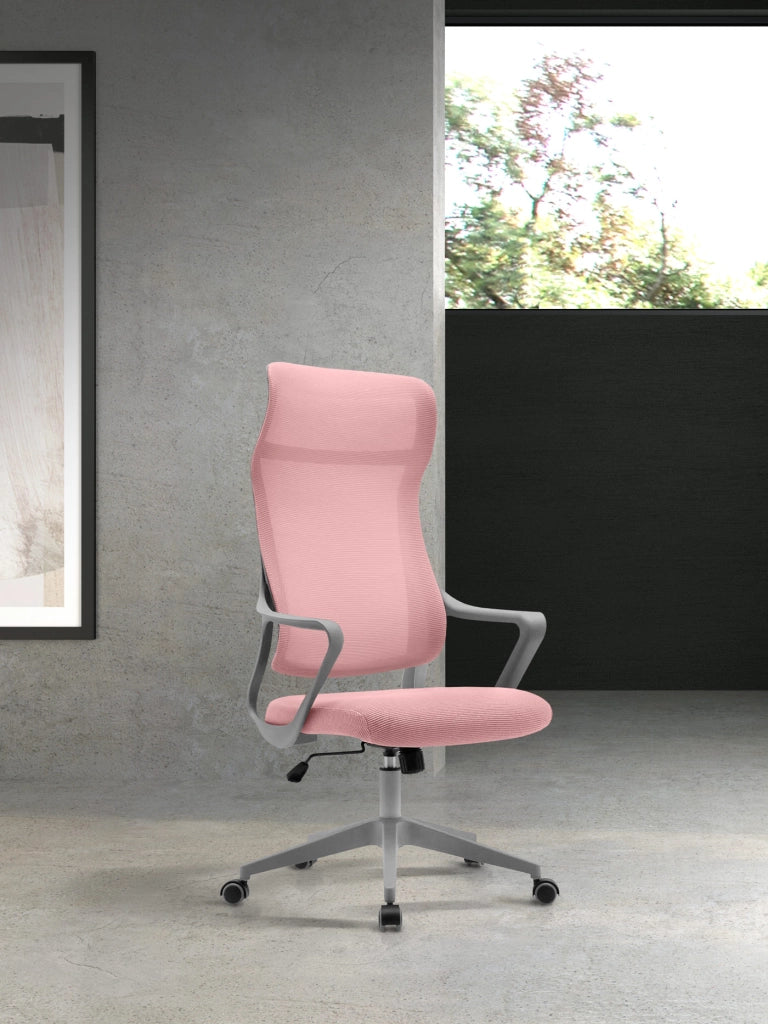 Sedia studio Hispanohogar altezza regolabile in tessuto rosa 127x67x69