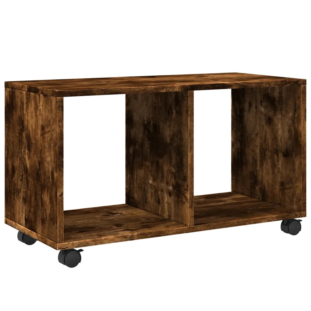 Mobiletto con Ruote Rovere Fumo 72x33x42,5 cm in Truciolato